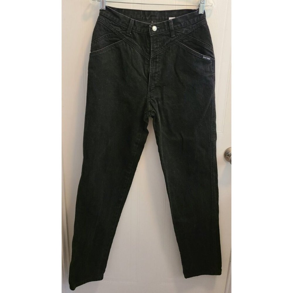 VTG Rocky Mountain Women's Bareback High Rise Mom Jeans Black Western Size 27x34